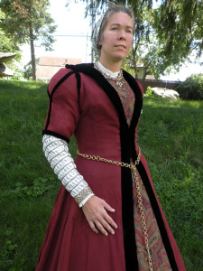 Gown with the collar laid flat